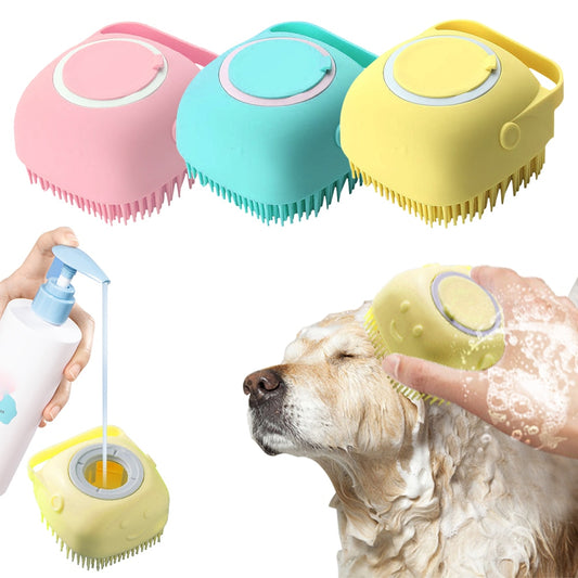 Pet Soft Brush Shampoo Massage Dispenser
