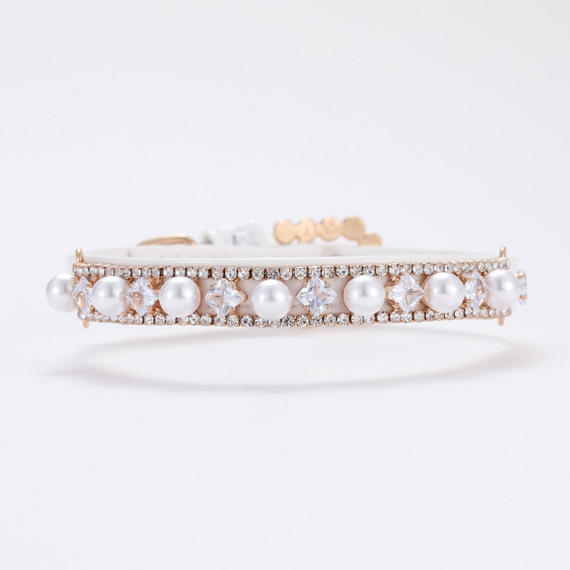 Pearl, Crystal and Rhinestone Small Dog and Cat Collars